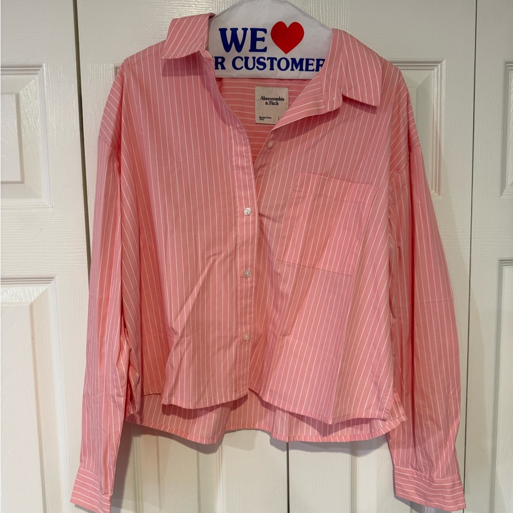Abercrombie & Fitch Pink and White Striped Shirt